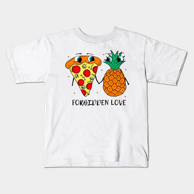 Pizza and Pineapple: Forbidden Love Hawaiian Pizza Kids T-Shirt by Dreamy Panda Designs